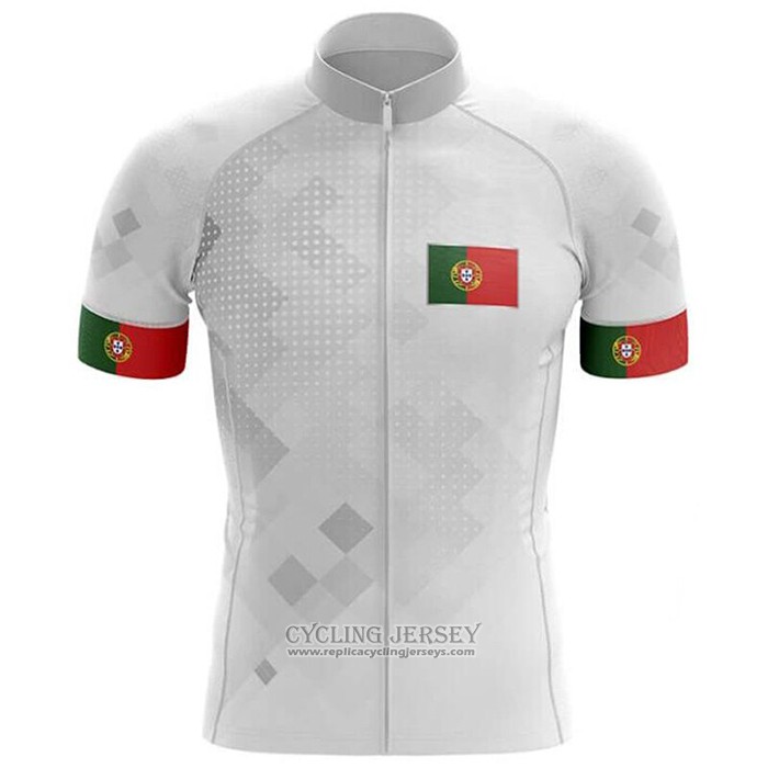 2020 Cycling Jersey Champion Portugal White Short Sleeve And Bib Short
